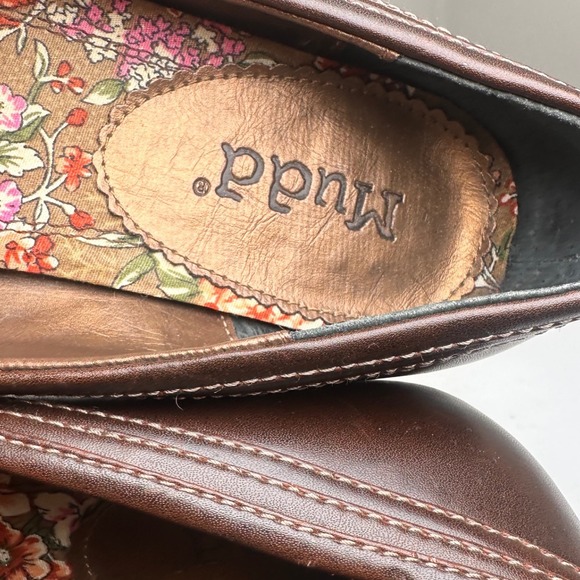 Mudd Brown Vtg Y2K Retro Bow Pumps Kitten Heel Womens 8M 90s Academia Clueless - Picture 8 of 14